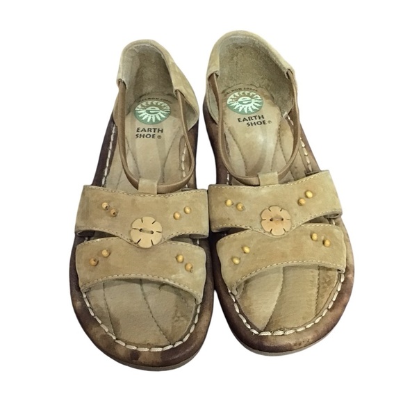Earth Shoe Gelron 2000 Brown Suede Leather Slip On Sandals Size 6W - Picture 5 of 7